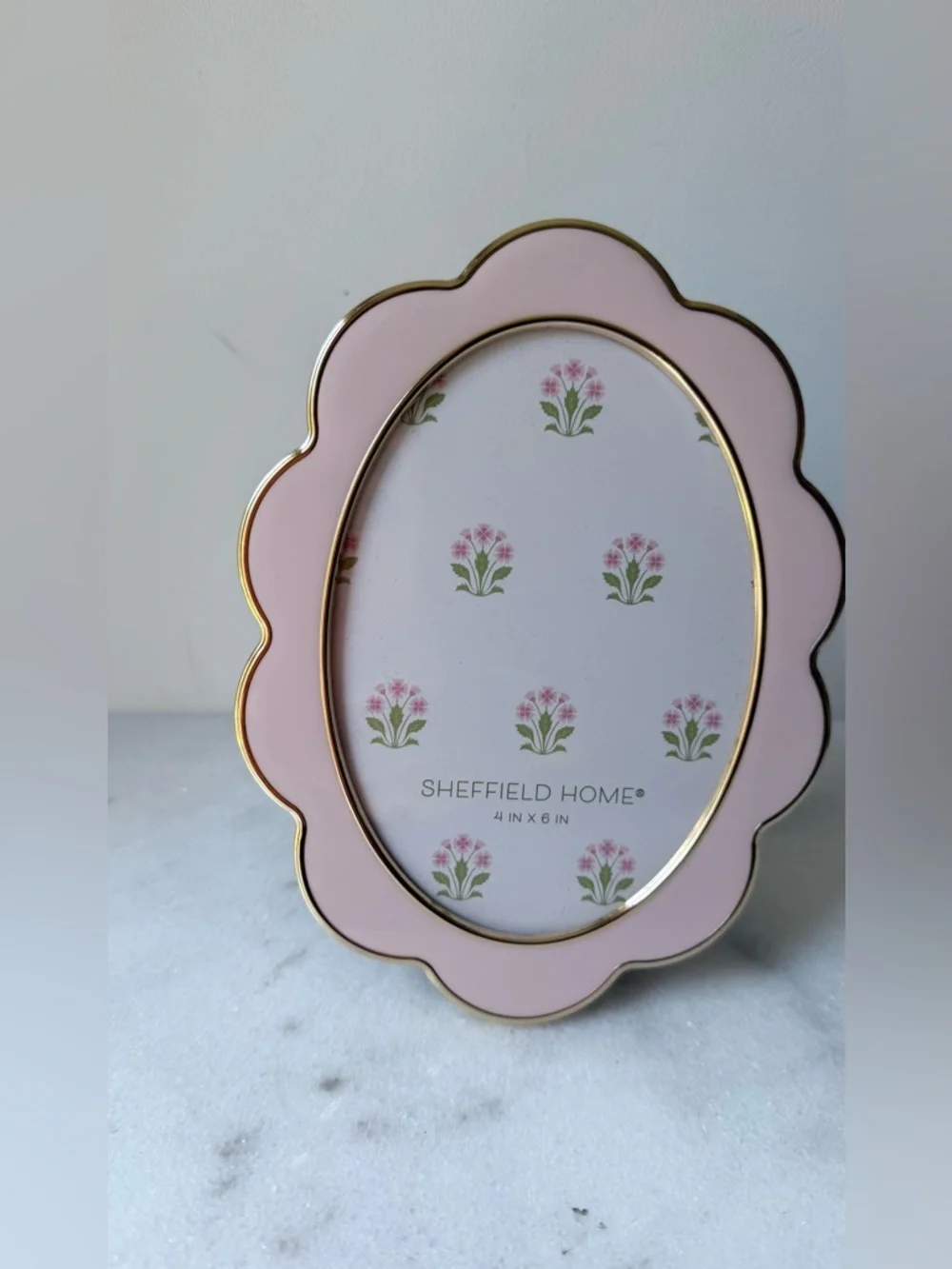 Sheffield Home Pink Scalloped Oval Frame with Gold Trim